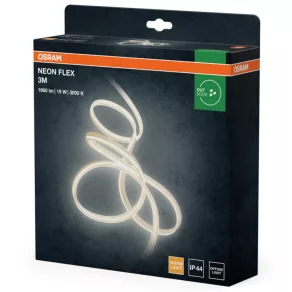   Osram Neon Flex IP44 3M 830 - Bandă LED decorativă de culoare alb-caldă pentru utilizare în exterior, efect luminos omogen, 19 W, 3000 K, 1000 lm, lungime 3 m, flexibilă