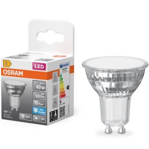   Osram GU10 LED 5,6 W, 620 lm, 6500 K, lumină naturală, sticlă transparentă - înlocuiește becul de 50 W - Star Spot PAR16