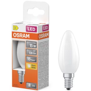   Lumină LED Osram E14, 1 W, 136 lm, 2700 K, alb cald, sticlă opală - înlocuiește becul de 15 W - Star Classic B