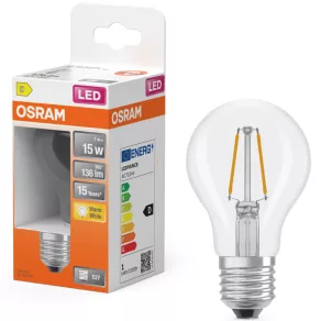   Osram E27 LED 1W, 136 lm, 2700 K, alb cald, sticlă translucidă - înlocuiește un bec standard de 15 W - Star Classic A filament