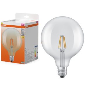   Osram E27 LED glob mare, 3,4 W, 470 lm, 2700 K, alb cald, sticlă transparentă - înlocuiește becul de 40 W - Star Classic Globe125 filament