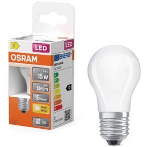   Osram E27 LED glob mic, 1W, 136 lm, 2700 K, alb cald, sticlă opală - înlocuiește becul de 15 W - Superstar Classic P