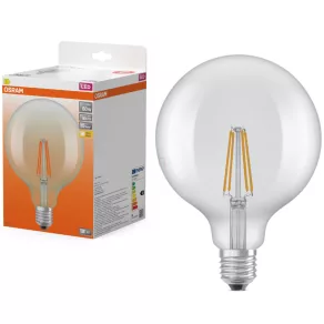  Osram E27 LED glob mare, 5,9 W, 806 lm, 2700 K, alb cald, sticlă transparentă - înlocuiește becul de 60 W - Star Classic Globe125 filament