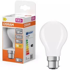   Osram B22d LED 3,4 W, 470 lm, 2700 K, alb cald, sticlă opală - înlocuiește becul de 40 W - Star Classic A