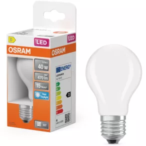   Osram E27 LED 3,4 W, 470 lm, 6500 K, lumină naturală, sticlă opală – înlocuiește un bec standard de 40 W – Star Classic A