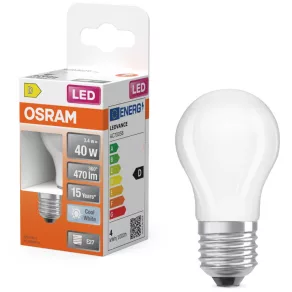   Bec LED Osram E27, 3,4 W, 470 lm, 4000 K, alb rece, sticlă opală – înlocuiește becul incandescent de 40 W – Superstar Classic P