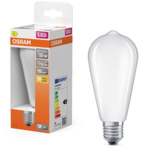   Osram E27 LED Edison, 5,4 W, 730 lm, 2700 K, alb cald, sticlă opală - înlocuiește becul de 52 W - Star Classic
