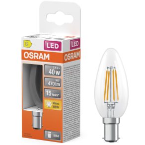   Osram B15d LED 3,4 W, 470 lm, 2700 K, alb cald, sticlă transparentă - înlocuiește becul de 40 W - filament Star Classic B
