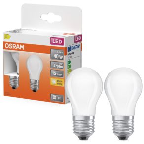   Osram E27 LED glob mic, 3,4 W, 470 lm, 2700 K, alb cald, sticlă opală - înlocuiește becul de 40 W, 2 bucăți - Superstar Classic P
