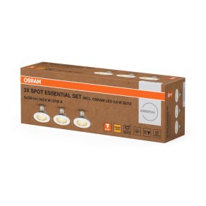   Set spoturi încastrate Osram Essential Recess, alb cald, nichel (3 bucăți)