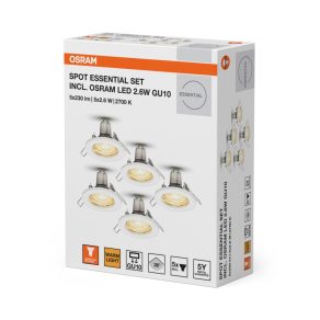   Spot încastrat Osram Essential Recess, alb cald, alb (5 bucăți)