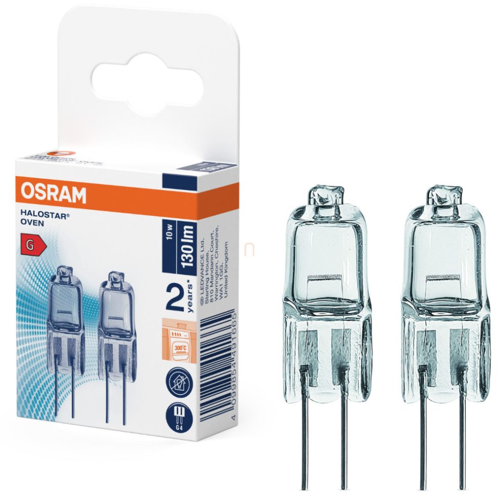 Osram G4 bec de cuptor 10W, 130 lm, 2800 K alb cald, sticlă, 2 bucăți - Oven 64418