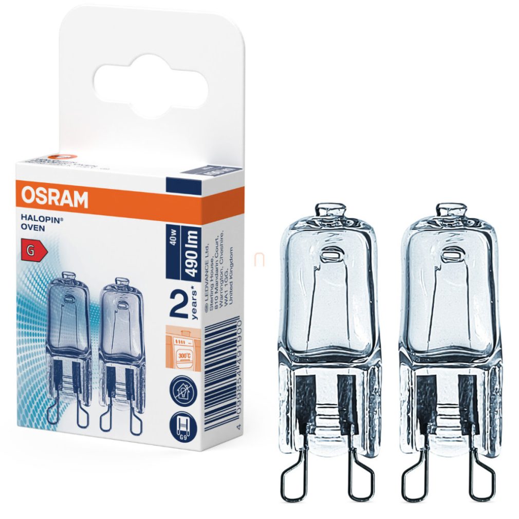 Osram G9 bec de cuptor 40W, 490 lm, 2700 K, alb cald, sticlă, 2 bucăți -Oven 66740