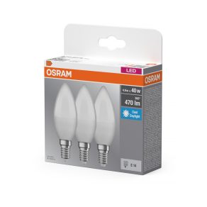   Osram LED Base Classic B 4,9 W, 470 lm, 6500 K, opal, 3 bucăți