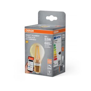   Osram Smart+ Matter Filament Classic E27 LED, 6 W, 680 lm, 2400 K, cu intensitate reglabilă