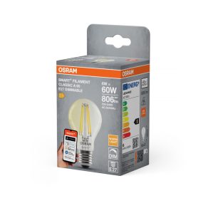   Osram Smart+ Matter Filament Classic E27 LED, 6 W, 806 lm, 2700 K, cu intensitate reglabilă