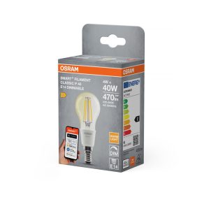   Osram Smart+ Matter Filament Classic E14 LED glob mic, 4 W, 470 lm, 2700 K, cu intensitate reglabilă