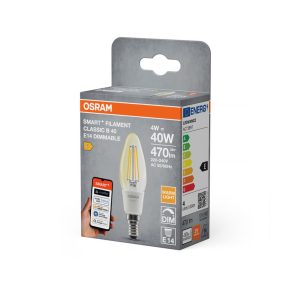   Osram Smart+ Matter Filament Classic E14 LED, 4 W, 470 lm, 2700 K, cu intensitate reglabilă