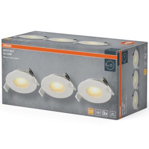   Osram Spot Set Recess – Mennyezetbe süllyeszthető LED lámpa 4.9W, 220lm, 2700K melegfehér fény, 120° sugárzási szög, fehér kivitel
