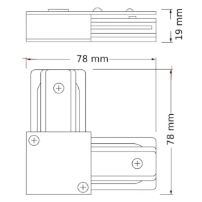   Osram Connector 1-phase tracking system L Type – Conector în formă de L pentru sistem de șine monofazat, culoare neagră, carcasă din aluminiu/plastic, dimensiuni compacte 69×69×19 mm