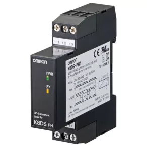   Relé OMRON K8DS-PH1 pentru monitorizarea ordinii fazelor și a întreruperii de fază, 200–500 V c.a.