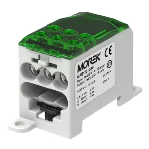   Bloc de distribuție Morek, OJL 200A, verde, 1xAl/Cu10-70 - 6Cu2,5-16 MAB1201G10