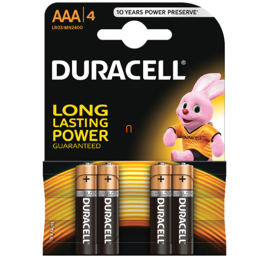 Baterii alcaline Duracell AAA 1,5 V, 4 bucăți (Basic)