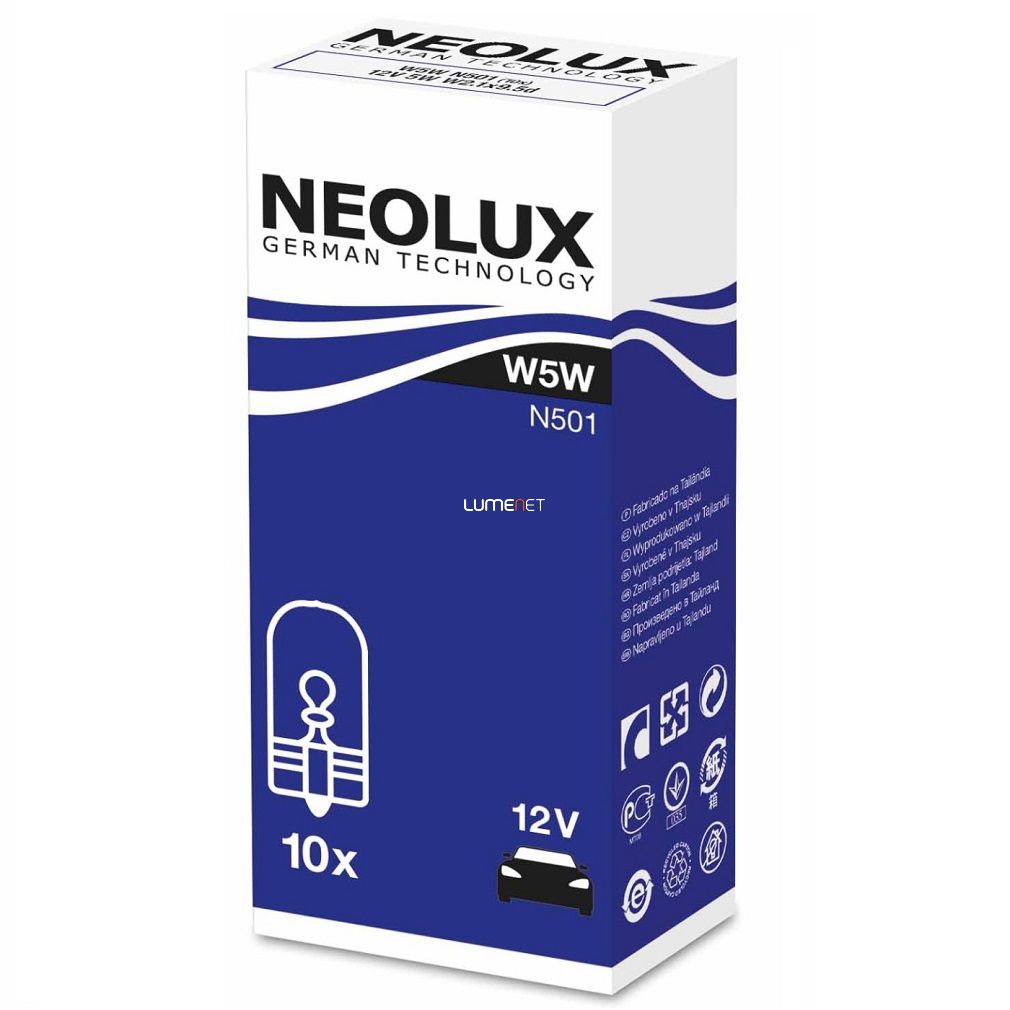 Neolux N501 W5W 12V jelzőizzó 10db/csomag