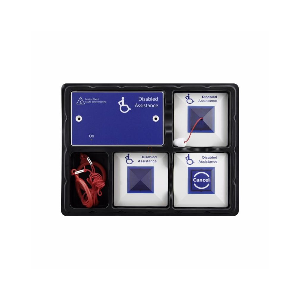 Set WC pentru persoane cu mobilitate redusă Set complet Cooper, CFEAPULLKIT alarmă de asistență,