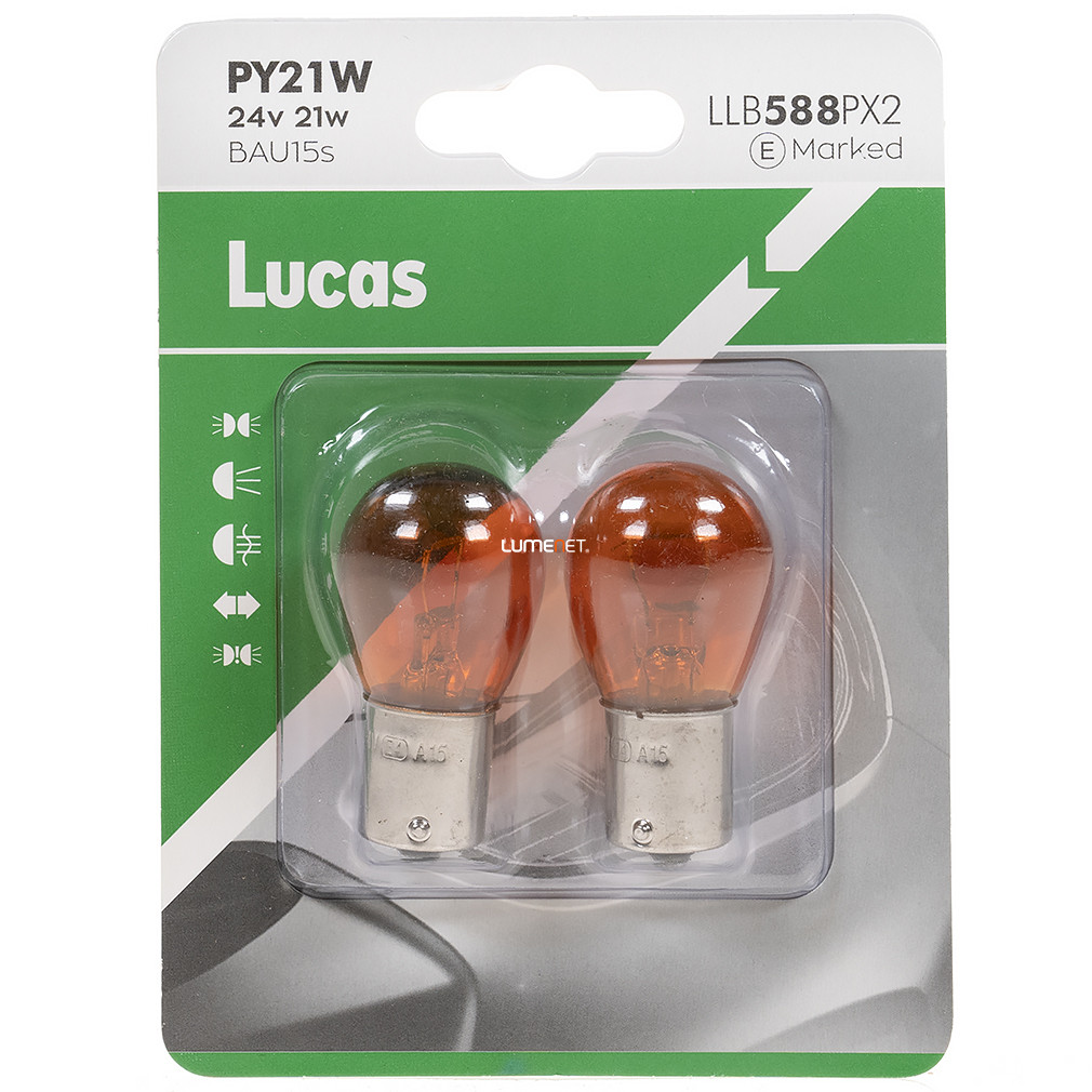 Lucas 24V PY21W bec indicator galben, 2 buc/blaster