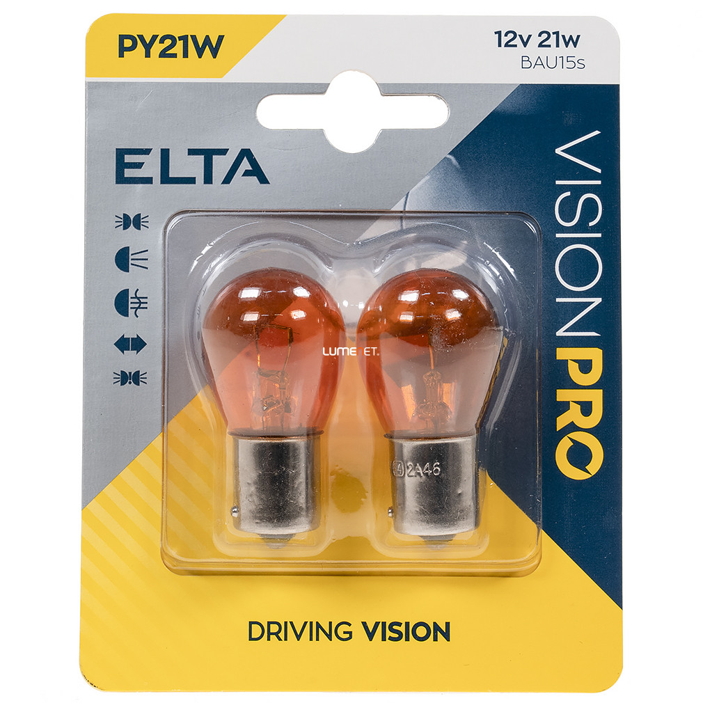 Elta Vision Pro 12V PY21W bec indicator galben, 2pcs/blaster