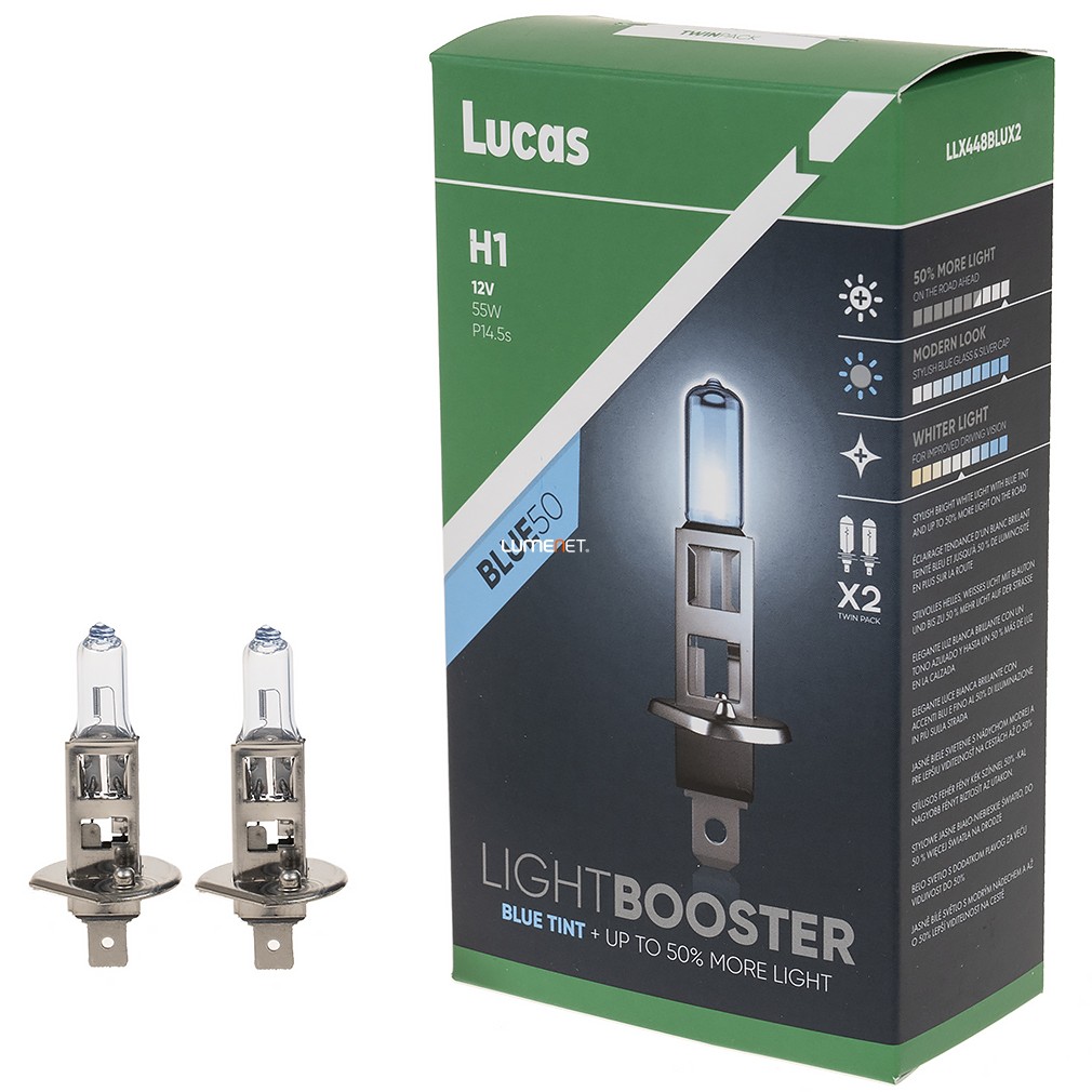 Lucas LightBooster Blue H1 bec 12V 55W, +50%, 2 buc/pachet