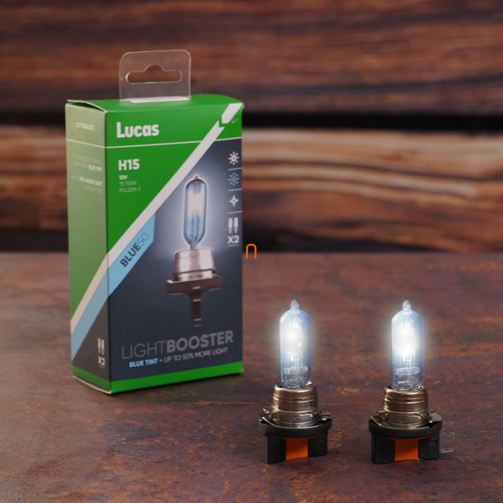 Lucas LightBooster Bec albastru H15 12V 15/55W, +50%, 2 buc/pachet