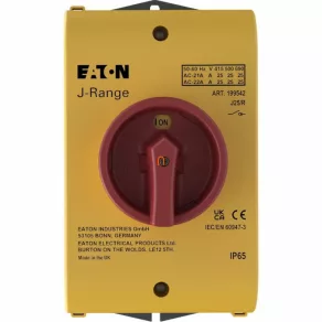   Întrerupător principal Eaton J, 25 A, închis, tripolar, mâner rotativ roșu, j25/r-199542