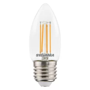   Sylvania ToLEDo Candle 0029374 Bec LED tip lumânare cu sursă de lumină COG, transparent, E27, 4,5 W, 2700 K, Ra80, 470 lm, 230 V, unghi de 320°