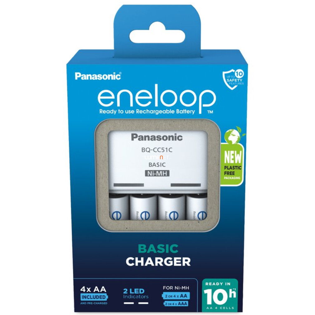 Eneloop Basic akkumulátor töltő szett 4 db 2000mAh AA akkumulátorral