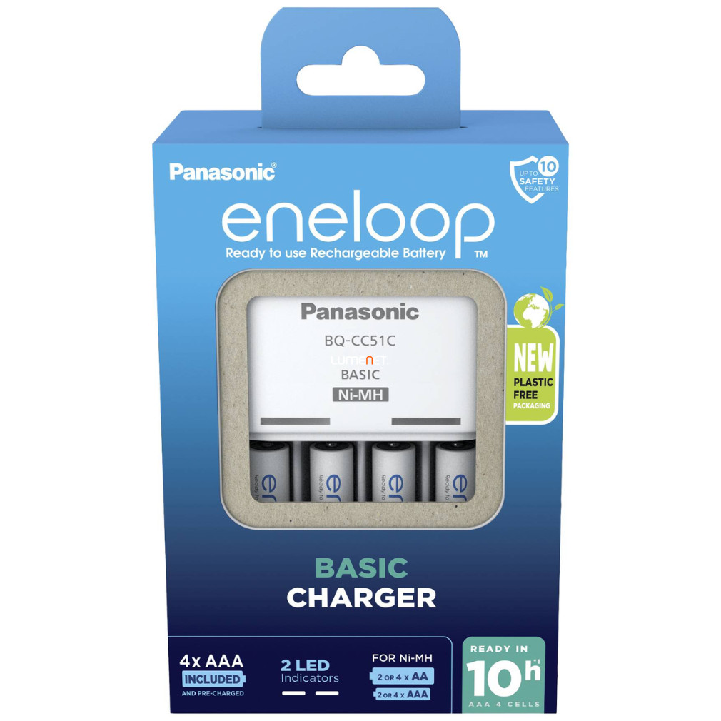 Eneloop Basic akkumulátor töltő szett időzítővel 4 db AAA 800mAh akkumulátorral