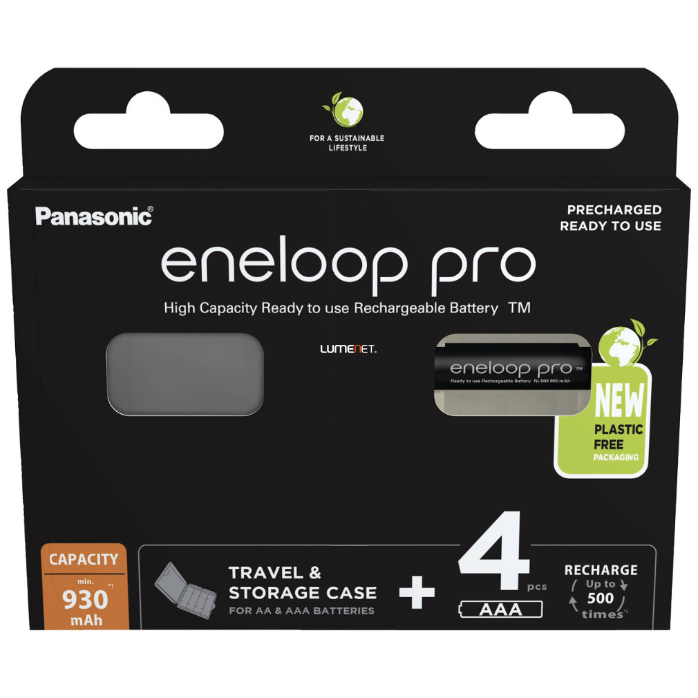 Eneloop Pro AAA Ni-MH akkumulátor 930mAh 4db-os műanyag tartóval 4db/csomag