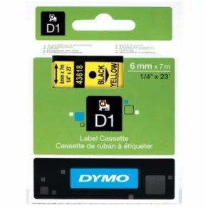   Bandă Dymo, casetă D1, 6 mm x 7 m, galben (caractere negre) 43618