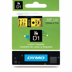   Bandă Dymo, casetă D1, 12 mm x 7 m, galben (caractere negre) 45018