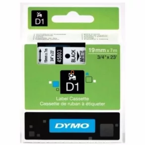   Casetă cu bandă Dymo D1, 19 mm x 7 m, albă (caractere negre) 45803