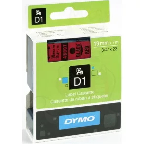   Casetă cu bandă Dymo D1, 19 mm x 7 m, roșie (caractere negre)    45807