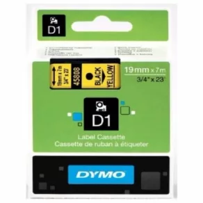   Casetă cu bandă Dymo D1, 19 mm x 7 m, galbenă (caractere negre)    45808
