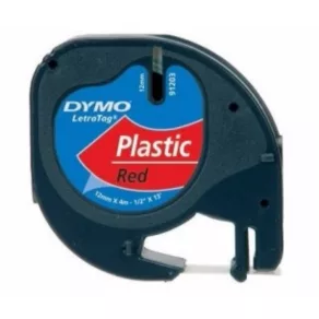 Bandă Dymo Letratag, din plastic roșu 59424 12 mm x 4 m