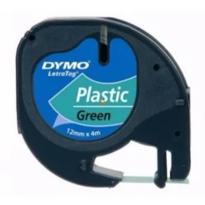 Bandă Dymo Letratag, din plastic, verde, 59425, 12 mm x 4 m