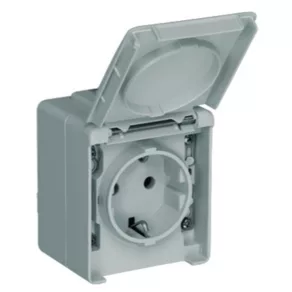   Priză Efapel cu ștecher, cu împământare, CCZ IP65 gri, IP65 (48131)