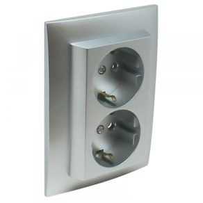 Priză dublă Efapel, gri (90331-CIS)