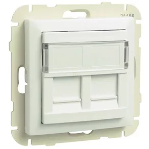   Capac Efapel Logus90 S BR pentru conexiune dublă RJ45, alb (fără conectori) 90442