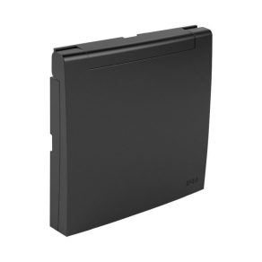   90654_TPM Csapfedeles fedlap csatlakozóaljzathoz IP44, francia típus fekete, Elko Ep