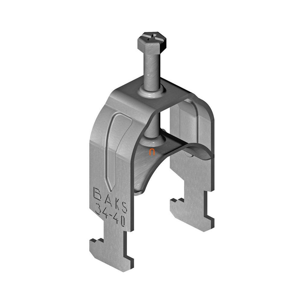 BAKS clemă cu șa H-model cu acoperire zincată pentru 1 cablu cu canelură metalică 40-46 mm, lățime 16 mm UK1/UKO1/40-46 402700